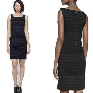 EILEEN FISHER Charcoal Striped Ponte Square Neck Dress